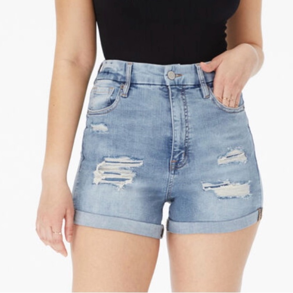 Aeropostale Premium Stretchy Super High-Rise Curvy Denim Midi Shorts size 00